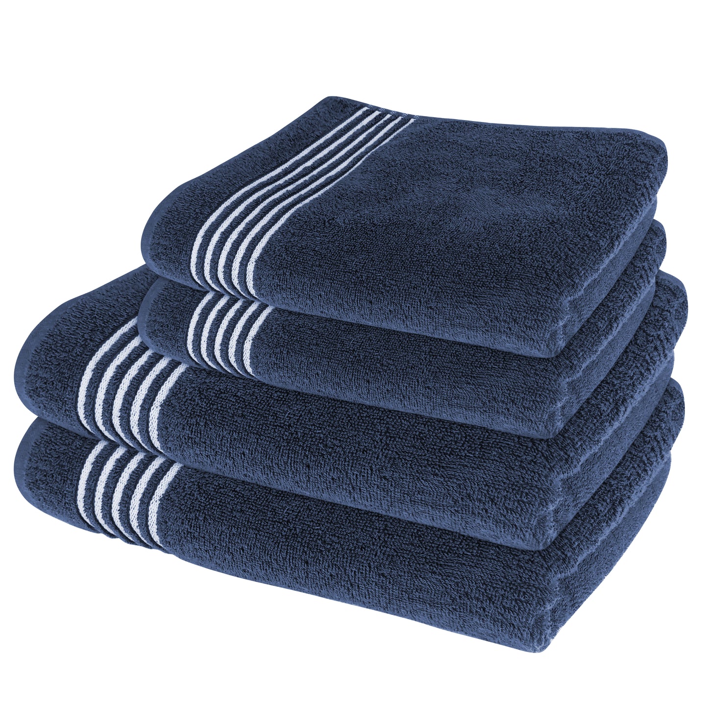 4Pc Bath Towel Set | Super Soft & Absorbent Bath & Hand towels | 100% Cotton | Quick Dry | 2x Large Bath Towels & 2x Hand Towels-Towel Set-Weave Essentials-Aqua Stripe-Weave Essentials