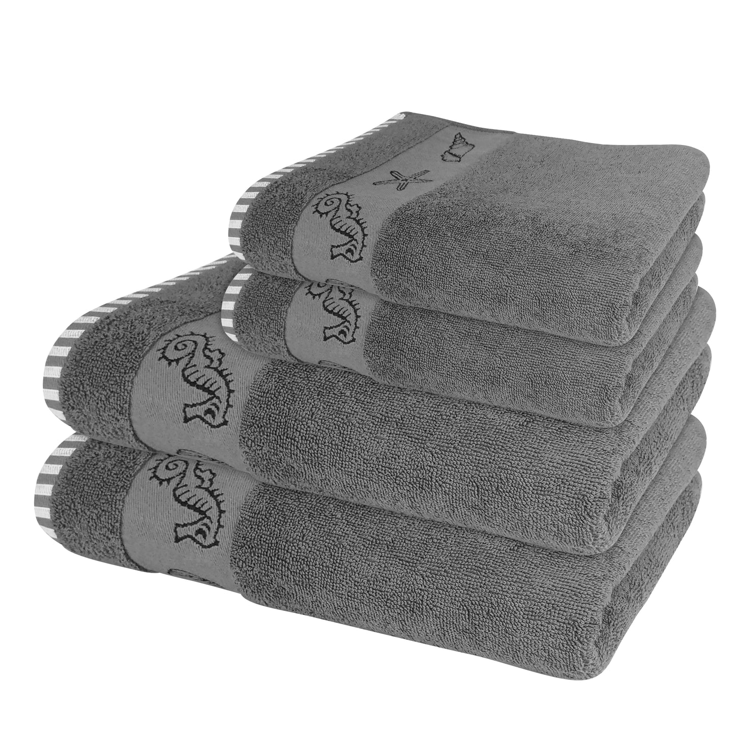 4Pc Bath Towel Set | Super Soft & Absorbent Bath & Hand towels | 100% Cotton | Quick Dry | 2x Large Bath Towels & 2x Hand Towels-Towel Set-Weave Essentials-Aqua Grey-Weave Essentials