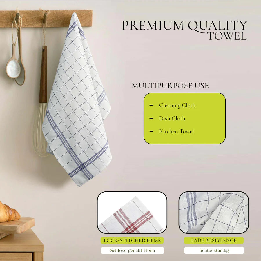 10 BASICS COTTON TEA TOWELS FOR KITCHEN WITH HANGING LOOP-Kitchen Tea Towel-Weave Essentials-Weave Essentials
