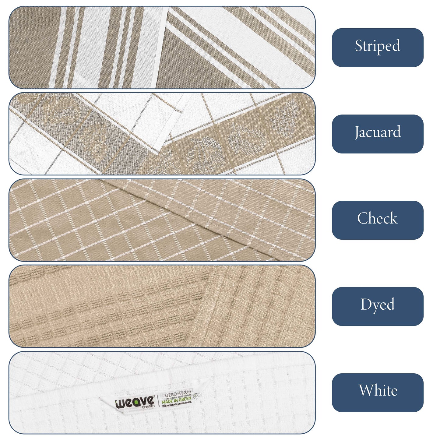 KITCHEN HAND TOWEL WITH HANGING LOOP-Kitchen Tea Towel-Weave Essentials-BEIGE-Weave Essentials