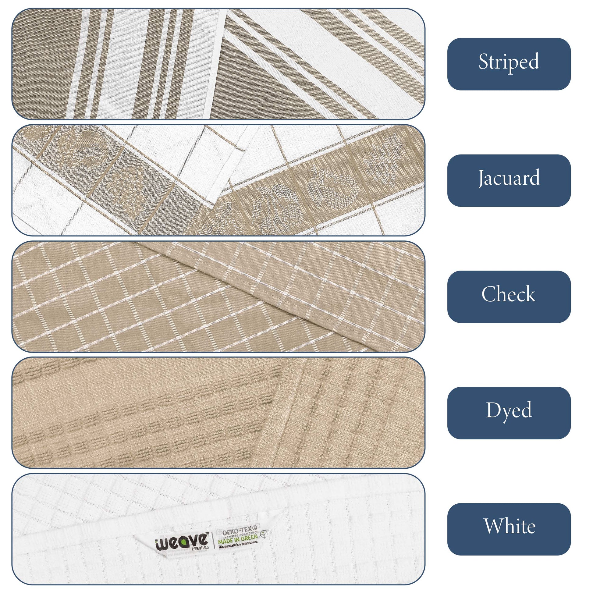 KITCHEN HAND TOWEL WITH HANGING LOOP-Kitchen Tea Towel-Weave Essentials-BEIGE-Weave Essentials