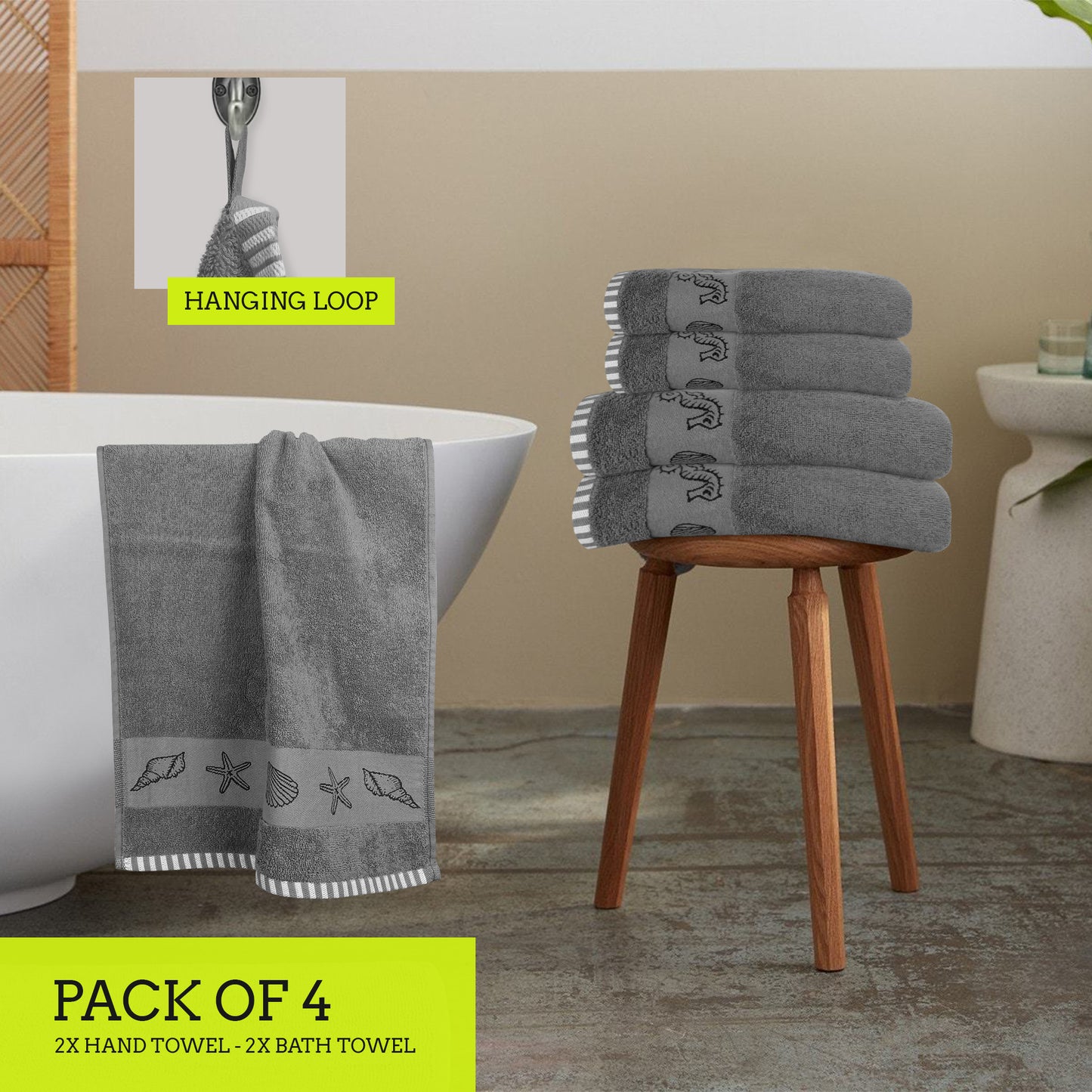4Pc Bath Towel Set | Super Soft & Absorbent Bath & Hand towels | 100% Cotton | Quick Dry | 2x Large Bath Towels & 2x Hand Towels-Towel Set-Weave Essentials-Aqua Blue-Weave Essentials