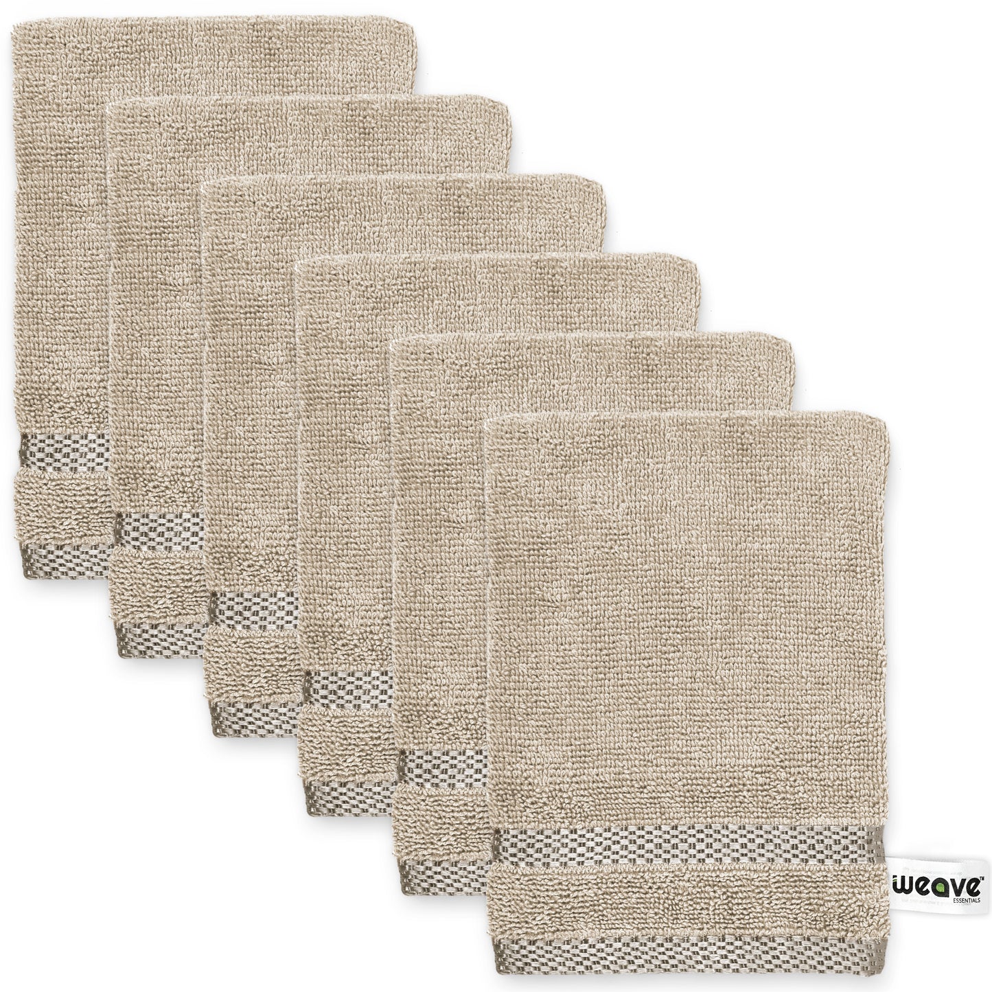 6Pc Ultrasoft & Absorbent Viscose Wash Gloves set | 15x20cm / 6x8inch | 100% cotton | Ideal as body wash, makeup remover face cloths, face towel-Weave Essentials-Mink-Weave Essentials