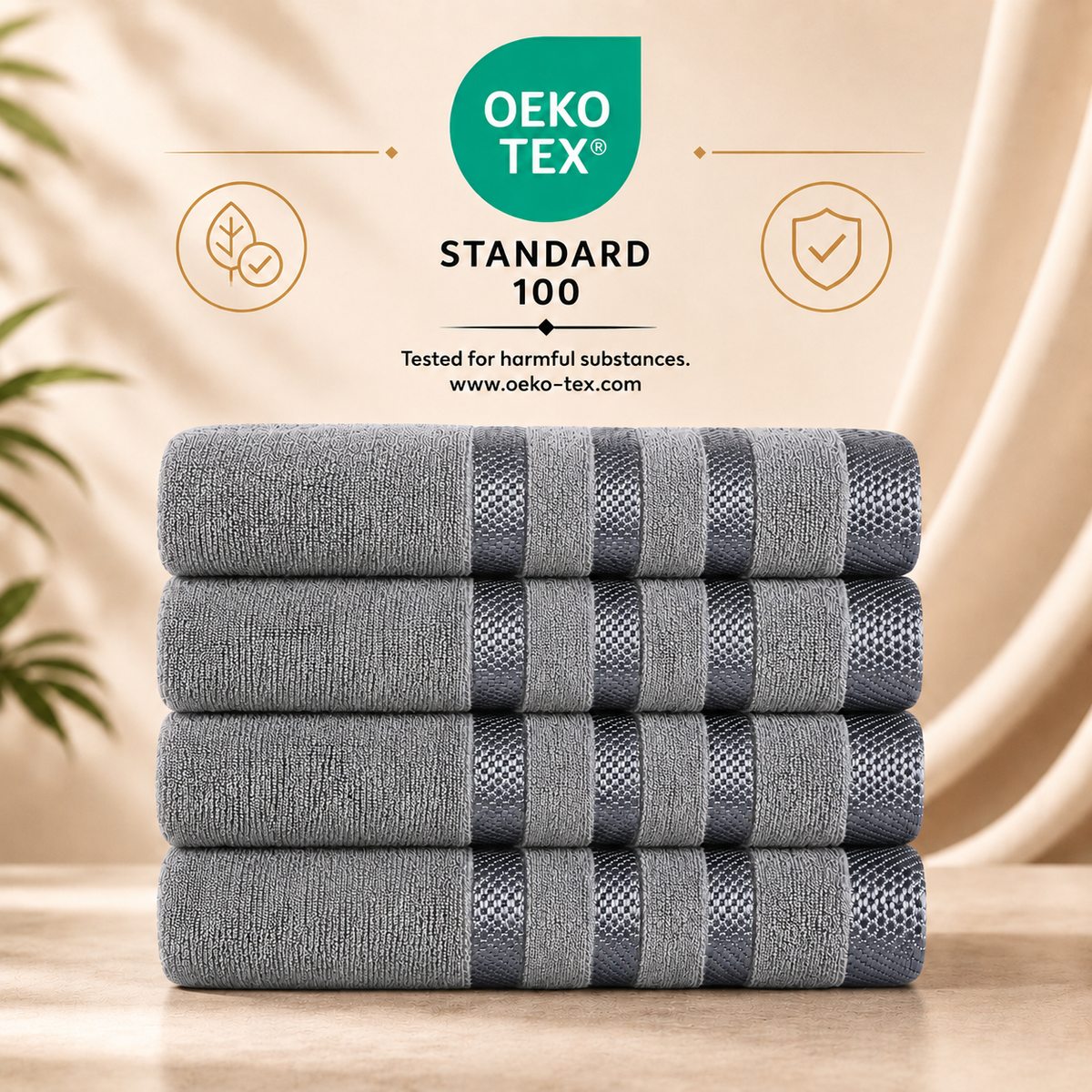 4-Pack Viscose Bath Towels - Soft, Quick-Dry, 70x140cm