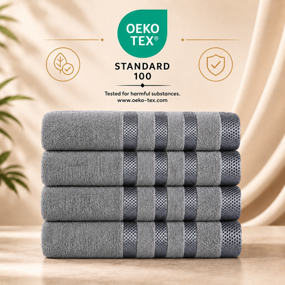 4-Pack Viscose Bath Towels - Soft, Quick-Dry, 70x140cm