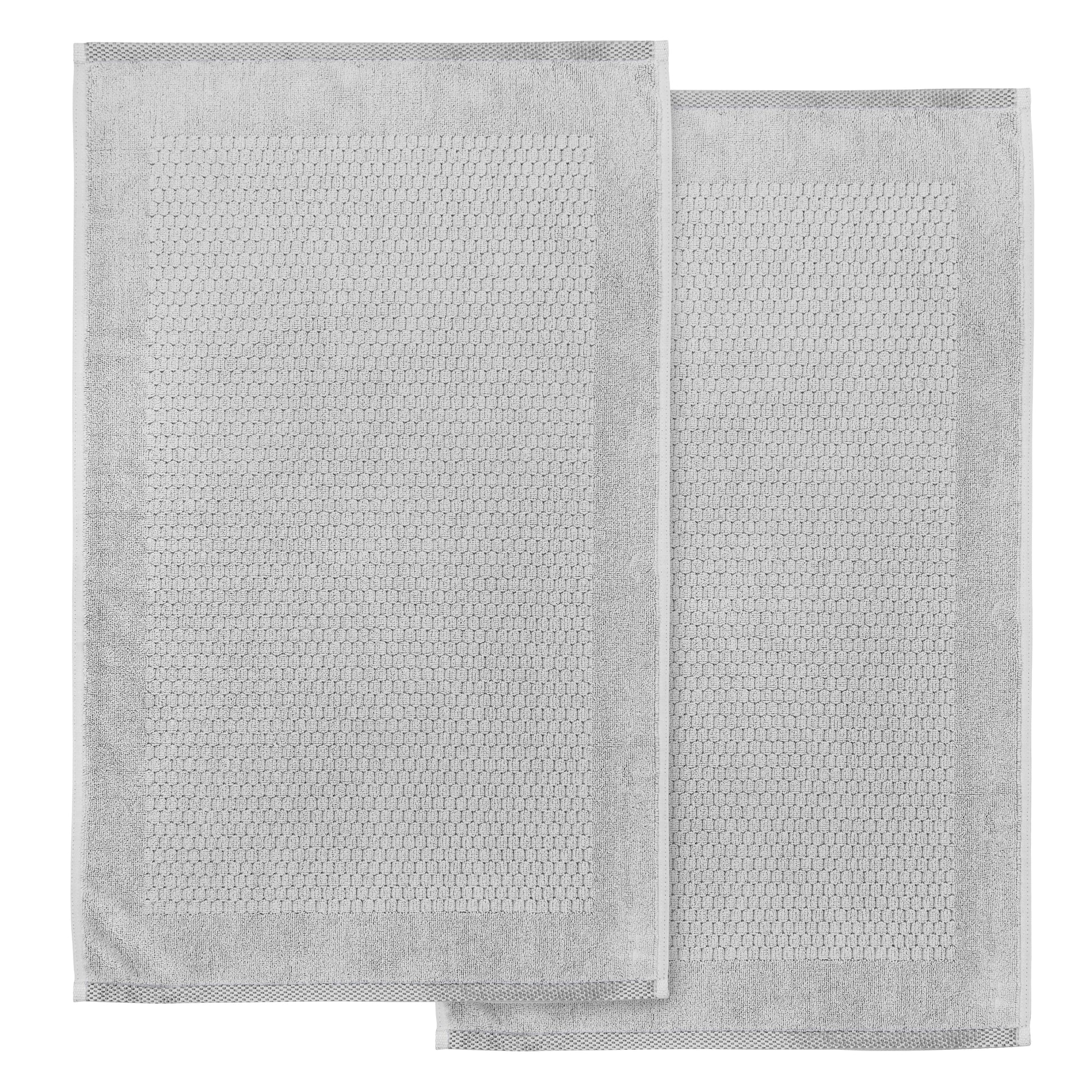Terry Bath Mat - 100% Ring Spun Cotton, 50 x 80 cm Luxury Plush Premium Quality Quick Dry Bath Shower Matt, High Absorbent & Machine Washable Bathroom Mat | Pack of 2-Weave Essentials-Silver-Weave Essentials