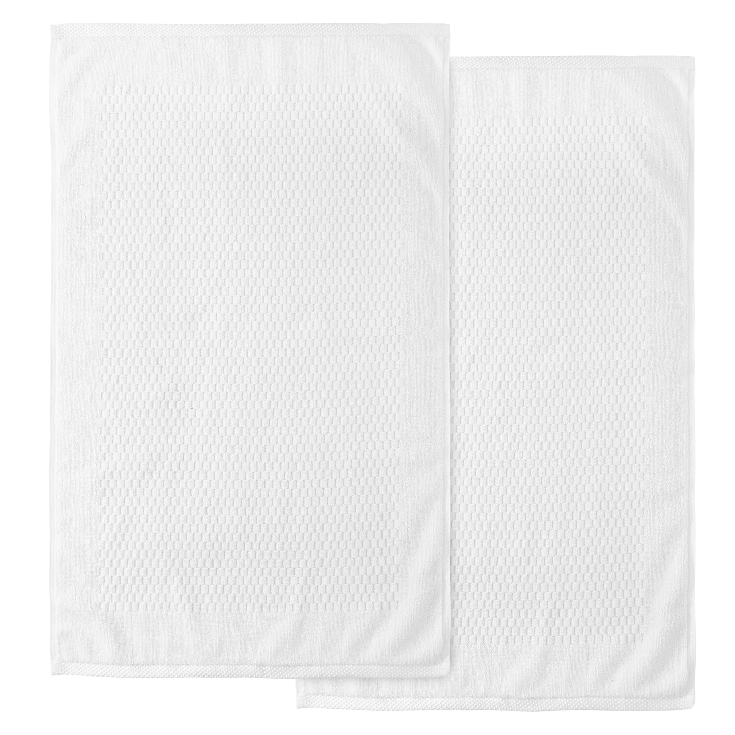 Terry Bath Mat - 100% Ring Spun Cotton, 50 x 80 cm Luxury Plush Premium Quality Quick Dry Bath Shower Matt, High Absorbent & Machine Washable Bathroom Mat | Pack of 2-Weave Essentials-White-Weave Essentials