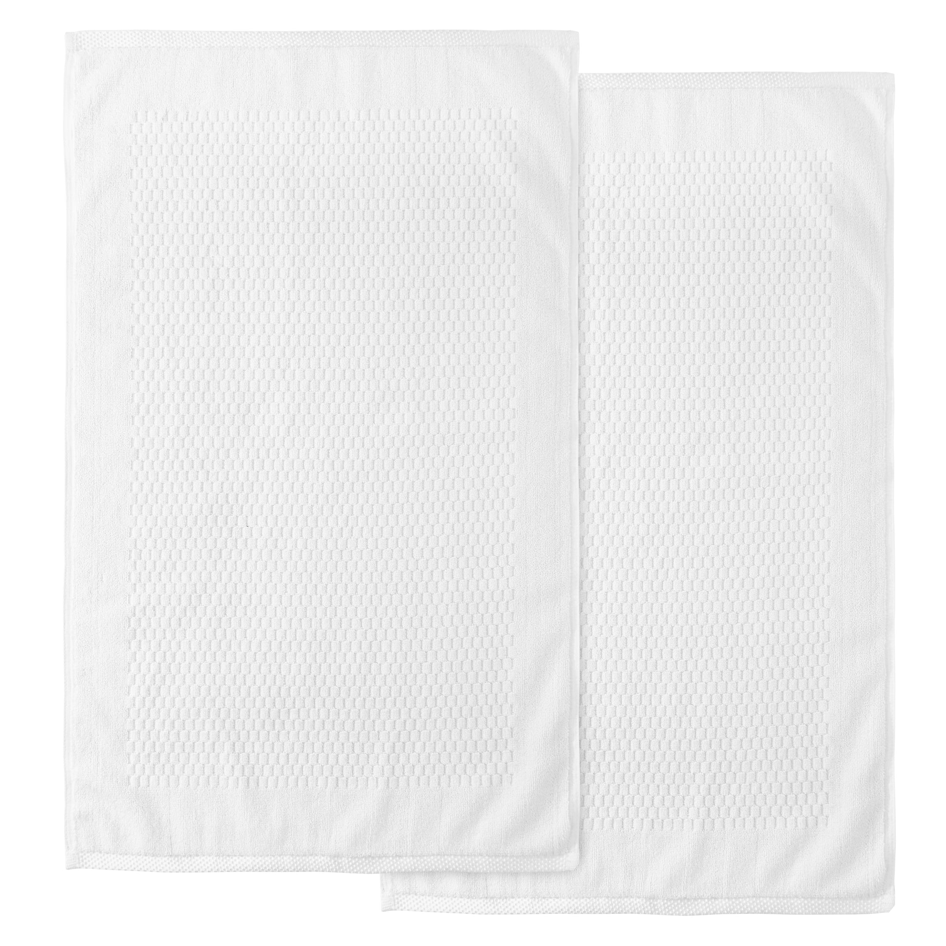Terry Bath Mat - 100% Ring Spun Cotton, 50 x 80 cm Luxury Plush Premium Quality Quick Dry Bath Shower Matt, High Absorbent & Machine Washable Bathroom Mat | Pack of 2-Weave Essentials-White-Weave Essentials