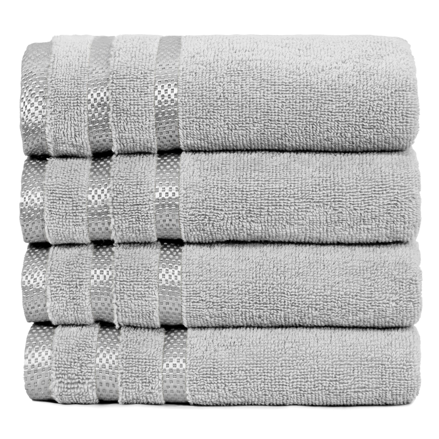 4 Pc Hand Towels - 50x90 cm / 20x35 inch, 100% Combed Cotton Hand Towel Set, Luxury Plush & Premium Bathroom Linen, Quick Dry Towel & High Absorbent-Weave Essentials-Silver-Weave Essentials
