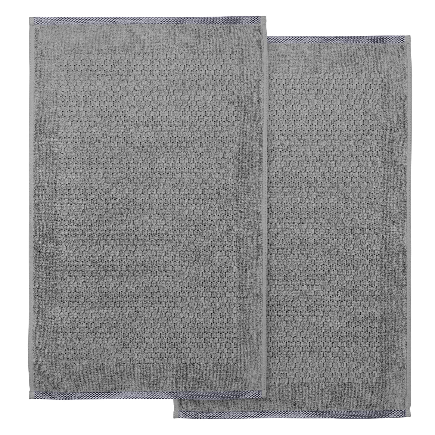 Terry Bath Mat - 100% Ring Spun Cotton, 50 x 80 cm Luxury Plush Premium Quality Quick Dry Bath Shower Matt, High Absorbent & Machine Washable Bathroom Mat | Pack of 2-Weave Essentials-Grey-Weave Essentials