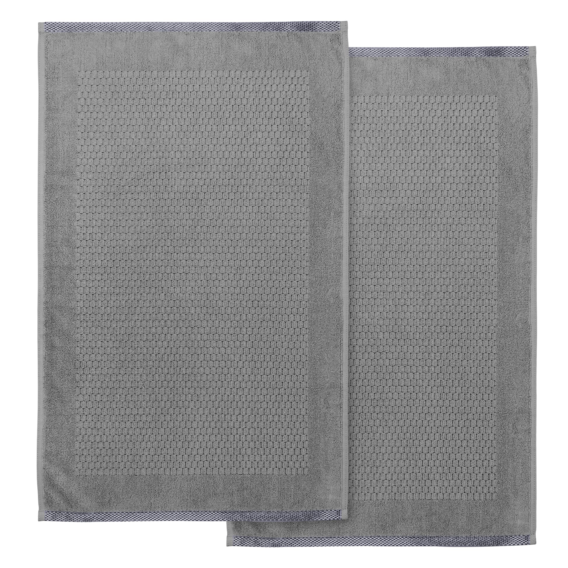 Terry Bath Mat - 100% Ring Spun Cotton, 50 x 80 cm Luxury Plush Premium Quality Quick Dry Bath Shower Matt, High Absorbent & Machine Washable Bathroom Mat | Pack of 2-Weave Essentials-Grey-Weave Essentials