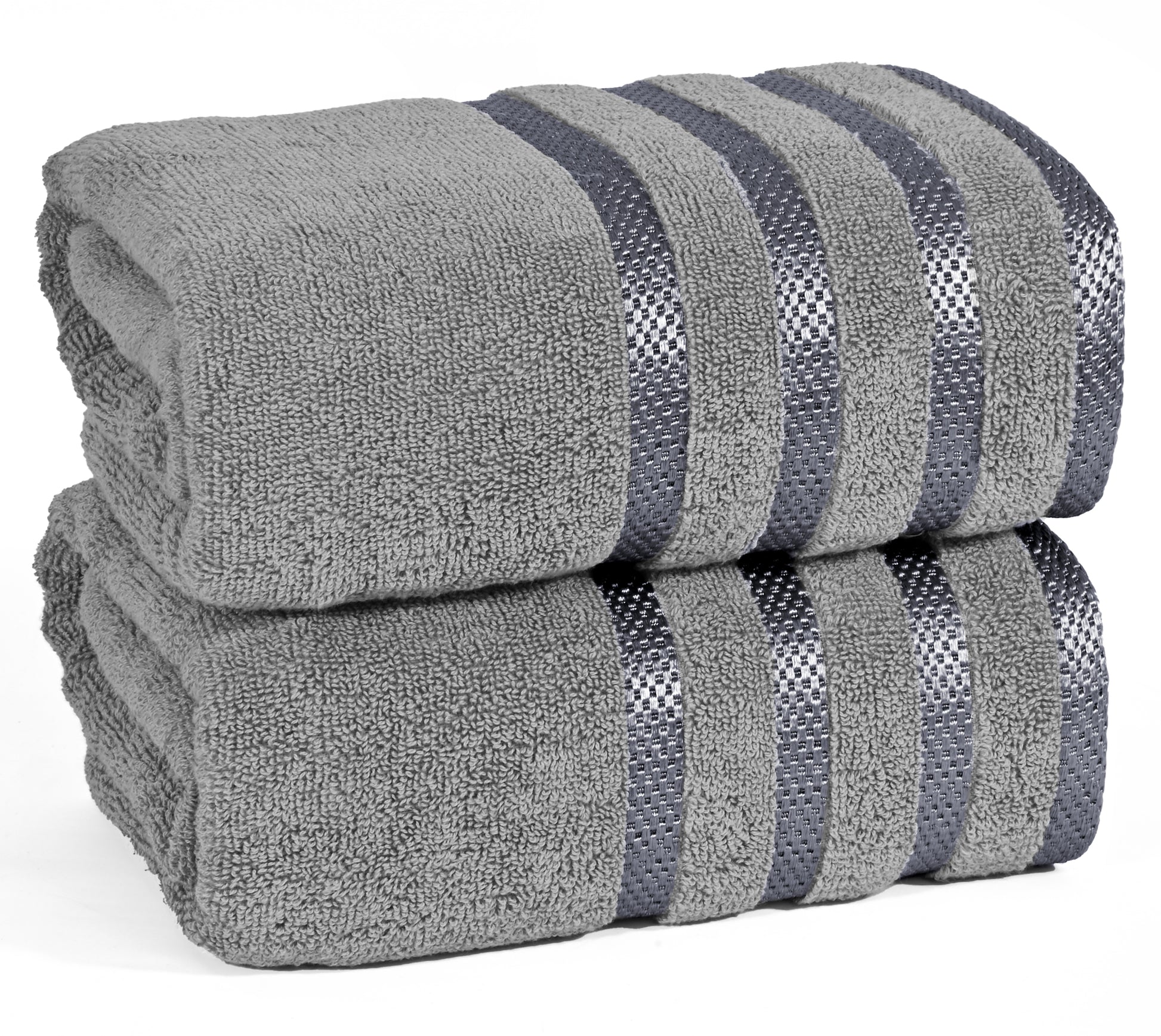 2Pc viscose bath towel set | Ultimate Comfort, Superior Absorbency, Eco-Friendly, Skin-Friendly & Quick Dry; made of 100% Cotton | 2 towels (70x140cm / 27x55inch)-Weave Essentials-Grey-Weave Essentials