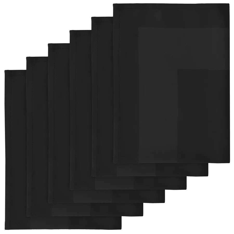 SOFT & DURABLE CLOTH DINNER NAPKINS: PACK OF 6-Napkin-Weave Essentials-Jet Black-Weave Essentials