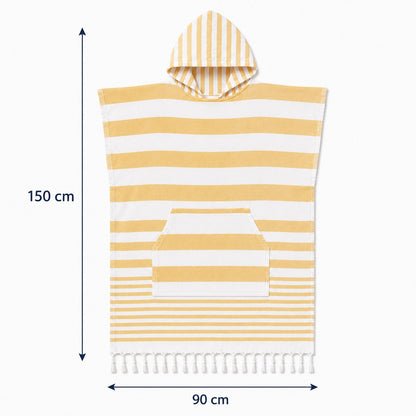 Hamam Poncho Towel - Hooded Changing Robe with Pocket, 100% Cotton