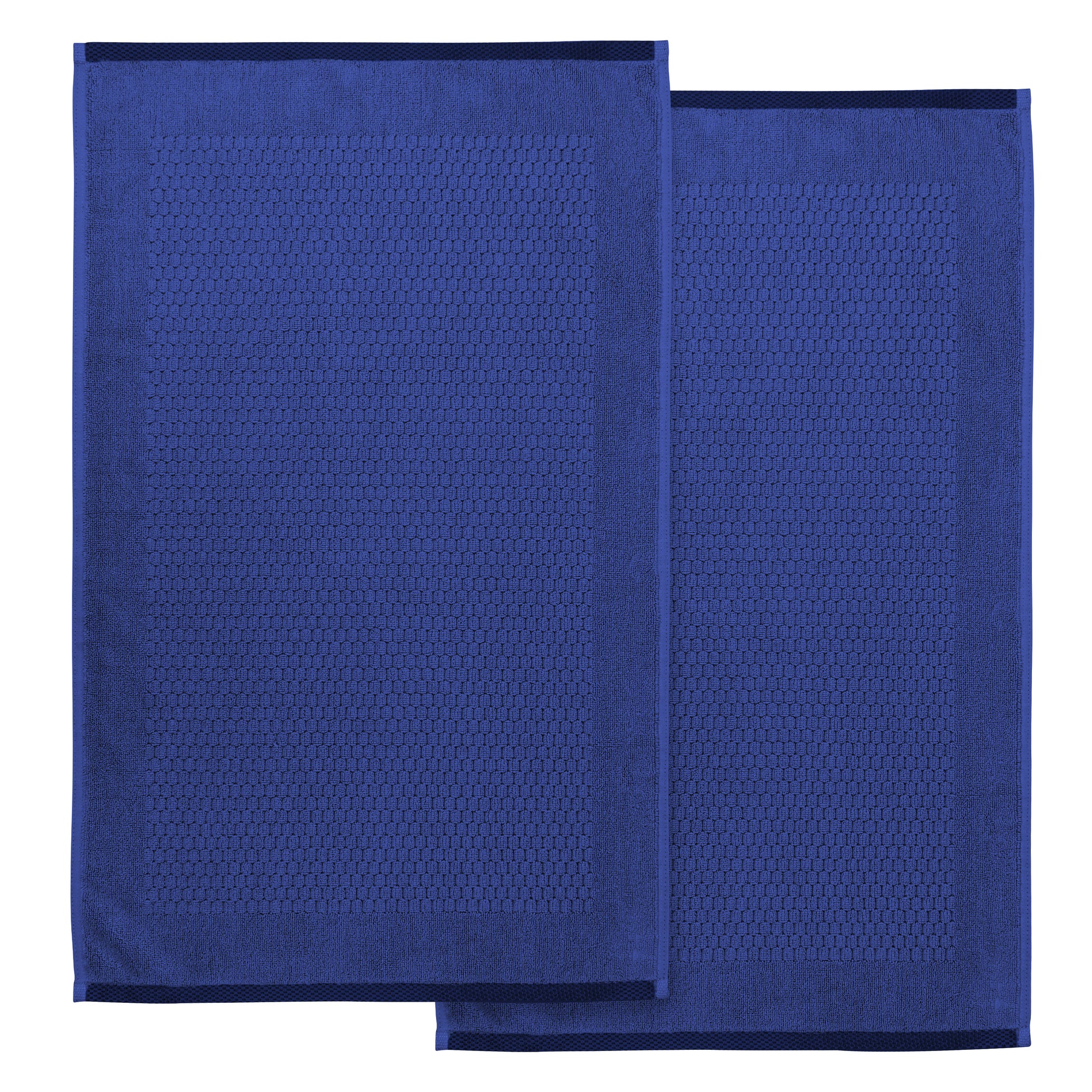 Terry Bath Mat - 100% Ring Spun Cotton, 50 x 80 cm Luxury Plush Premium Quality Quick Dry Bath Shower Matt, High Absorbent & Machine Washable Bathroom Mat | Pack of 2-Weave Essentials-Blue-Weave Essentials