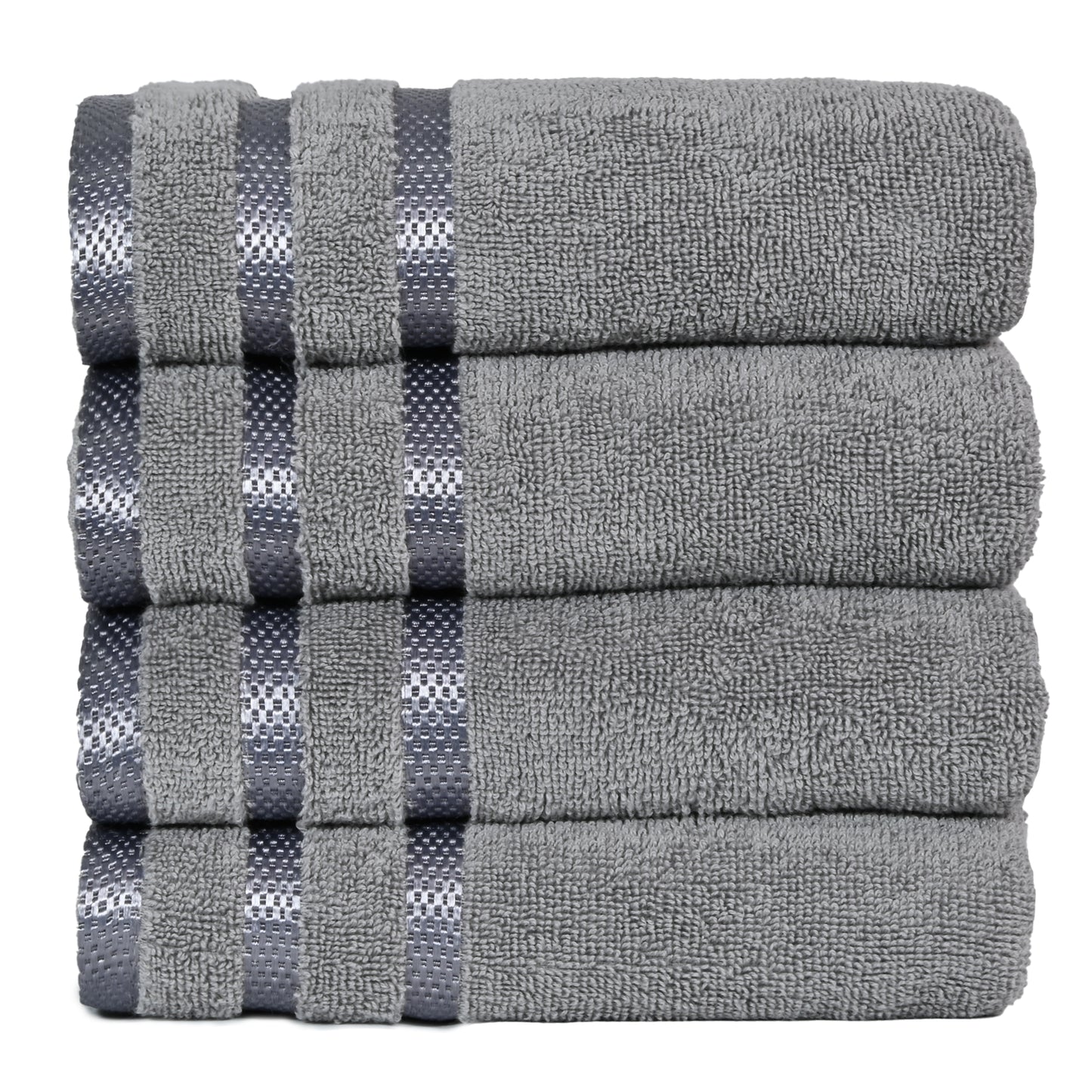 4 Pc Hand Towels - 50x90 cm / 20x35 inch, 100% Combed Cotton Hand Towel Set, Luxury Plush & Premium Bathroom Linen, Quick Dry Towel & High Absorbent-Weave Essentials-Grey-Weave Essentials