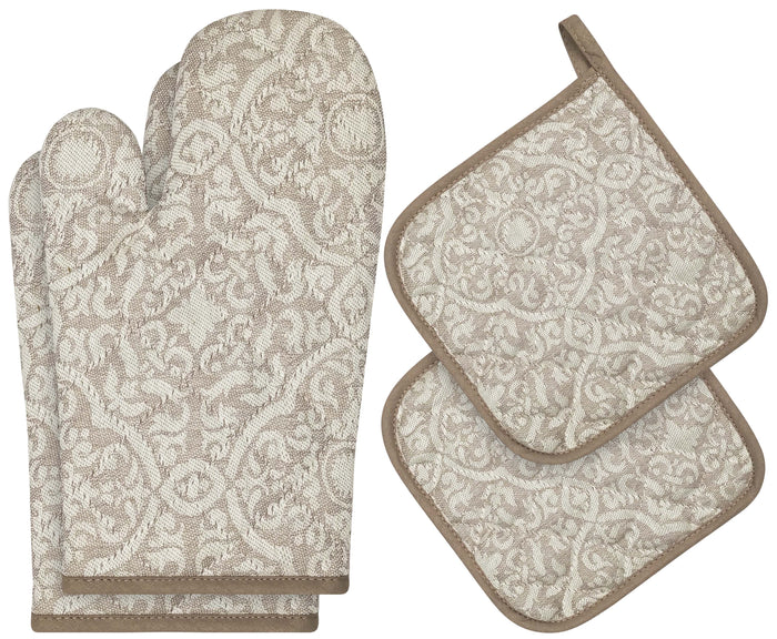 4-Piece Kitchen Linen Set - Oven Gloves & Pot Holders, Non-Slip