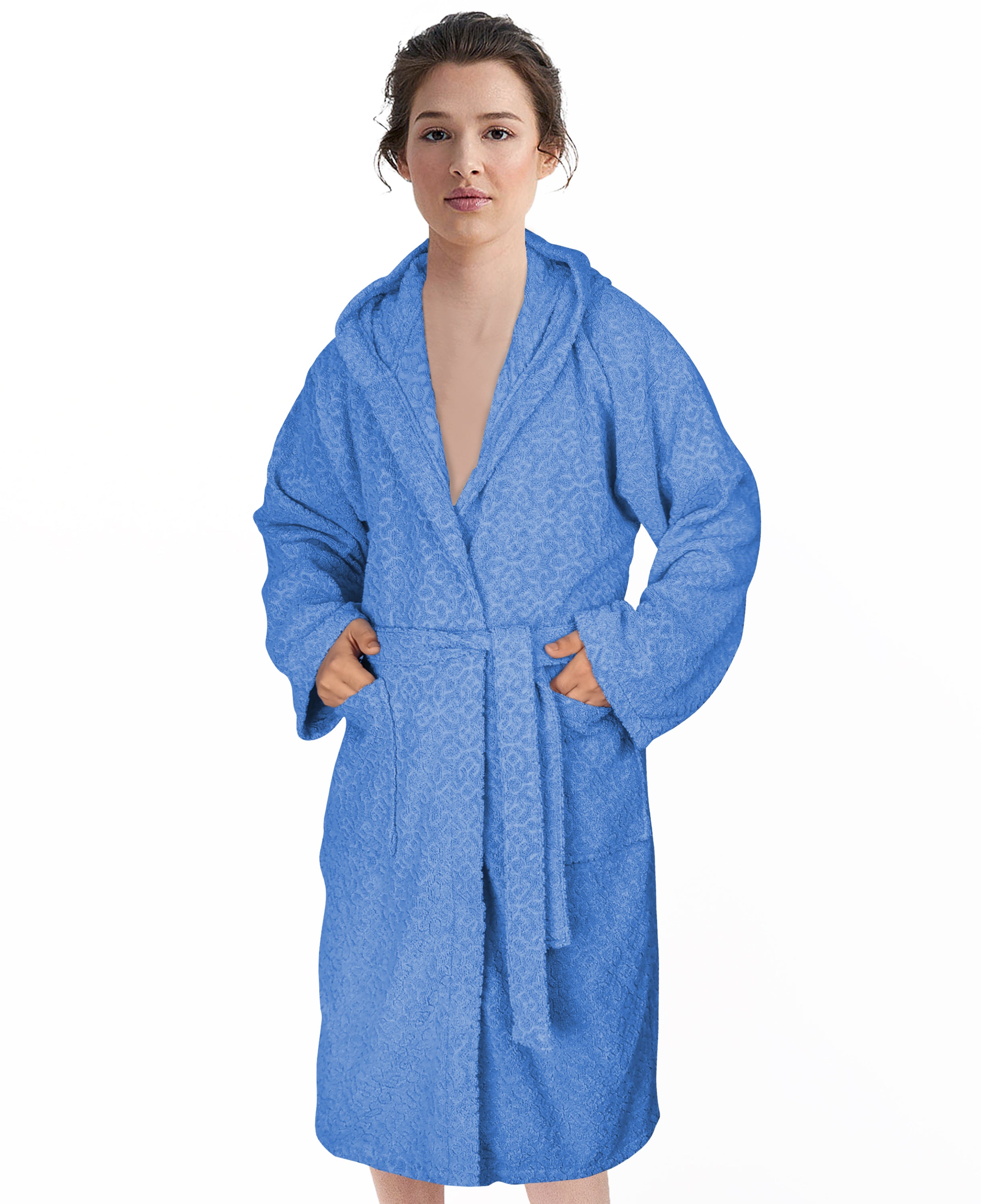Jacquard Terry Bathrobe 100 Cotton Dressing Gown for Men Women H Weave Essentials