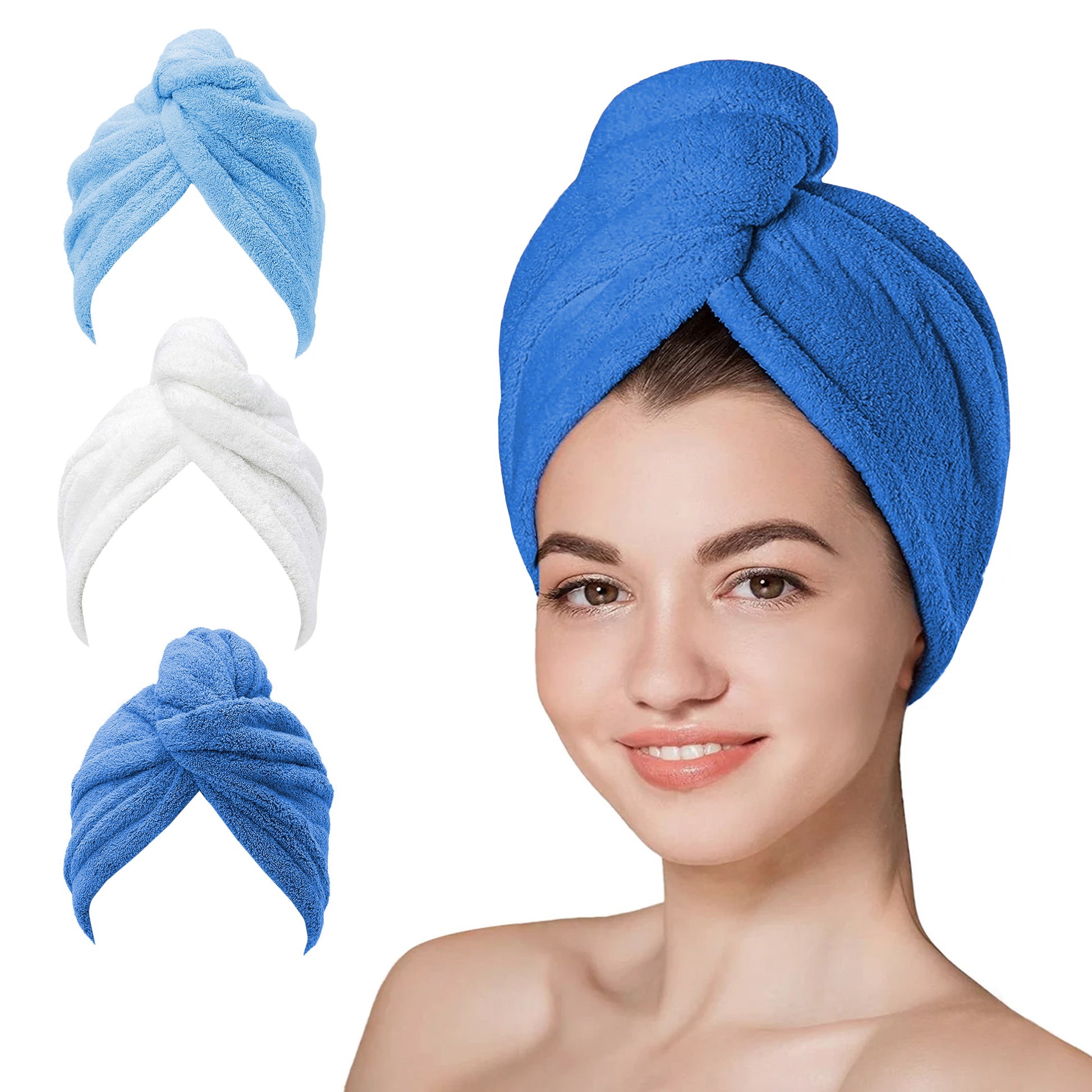 Hair Towel Wrap 65x25 cm, Thicken Hair Turban Towel Pack of