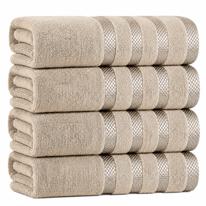 4-Pack Viscose Bath Towels - Soft, Quick-Dry, 70x140cm