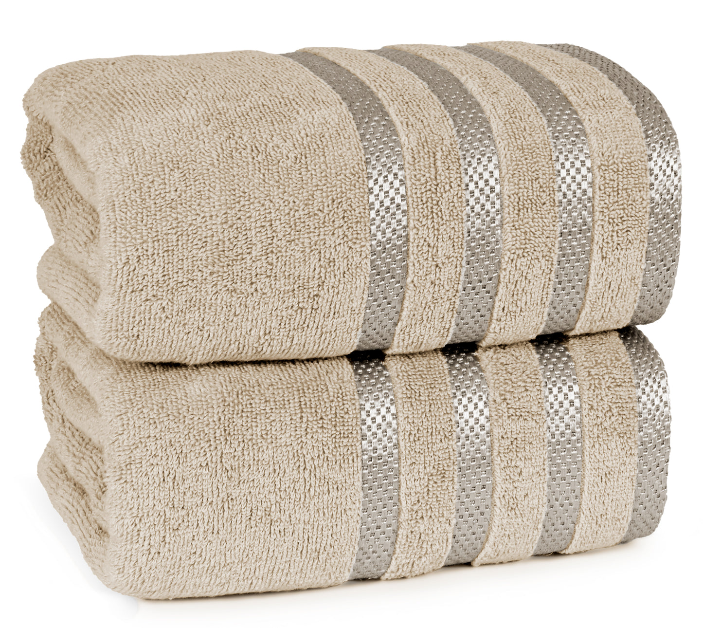 2Pc viscose bath towel set | Ultimate Comfort, Superior Absorbency, Eco-Friendly, Skin-Friendly & Quick Dry; made of 100% Cotton | 2 towels (70x140cm / 27x55inch)-Weave Essentials-Mink-Weave Essentials