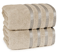 2Pc viscose bath towel set | Ultimate Comfort, Superior Absorbency, Eco-Friendly, Skin-Friendly & Quick Dry; made of 100% Cotton | 2 towels (70x140cm / 27x55inch)-Weave Essentials-Mink-Weave Essentials