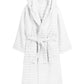 PREMIUM RIBBED TOWELING DRESSING GOWN: 100% COTTON-Striped & Ribbed Terry Toweling Hooded Bathrobe-Weave Essentials-Oyster White-L/XL-Weave Essentials