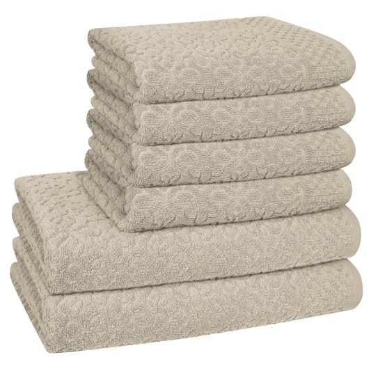 6 Pc Towel Set - 4 Hand Towels & 2 Bath Towel, Premium Quality 100% Cotton Jacquard Bathroom Towels, Highly Absorbent Soft & Plush Towel Bale Set-Towel Set-Weave Essentials-Pink-Weave Essentials