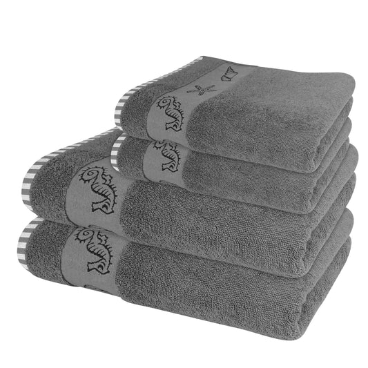 4Pc Bath Towel Set | Super Soft & Absorbent Bath & Hand towels | 100% Cotton | Quick Dry | 2x Large Bath Towels & 2x Hand Towels-Towel Set-Weave Essentials-Aqua Grey-Weave Essentials