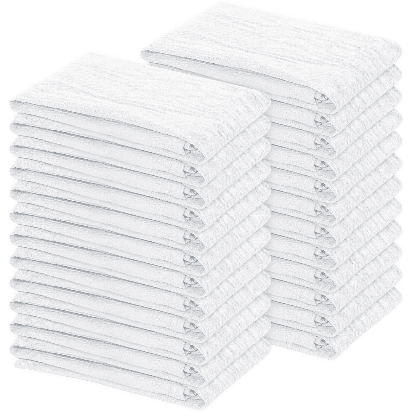 Weave Essentials 24pc Flour Sack Towels - 100% Cotton Tea Towels for Kitchen, Highly Absorbent Washing Up Cloths for Dishes, Lightweight, Premium Quality Durable Soft Feel Fingertip Flour Sack | White