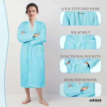 100% COTTON KIMONO UNISEX WAFFLE BATHROBE-Robes-Weave Essentials-Grey-S/M-Weave Essentials