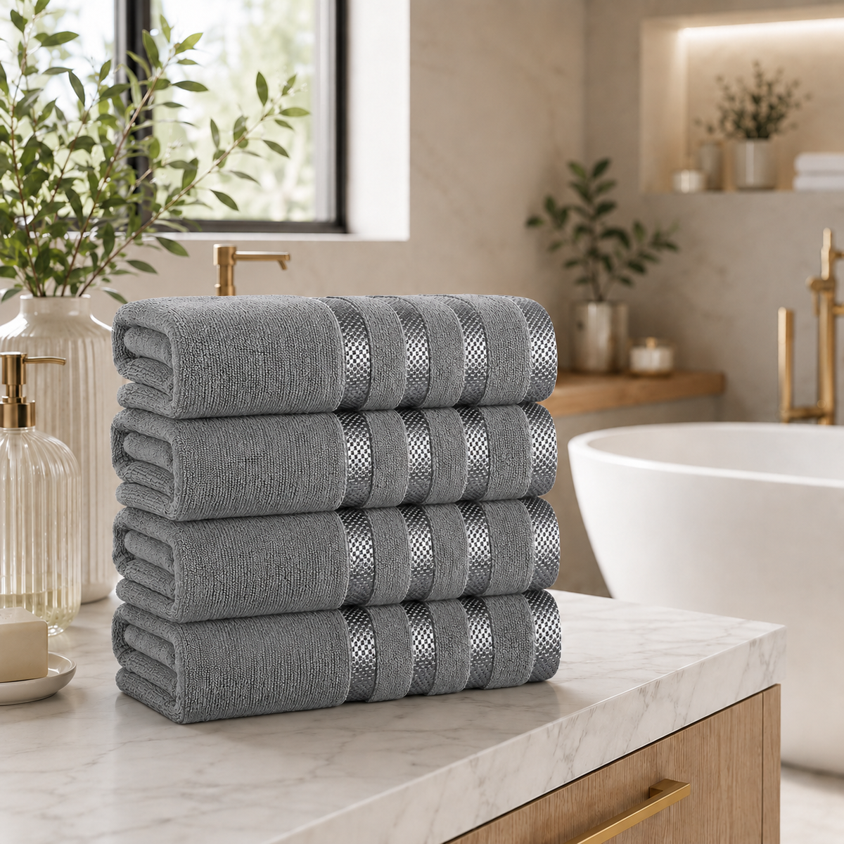 4-Pack Viscose Bath Towels - Soft, Quick-Dry, 70x140cm