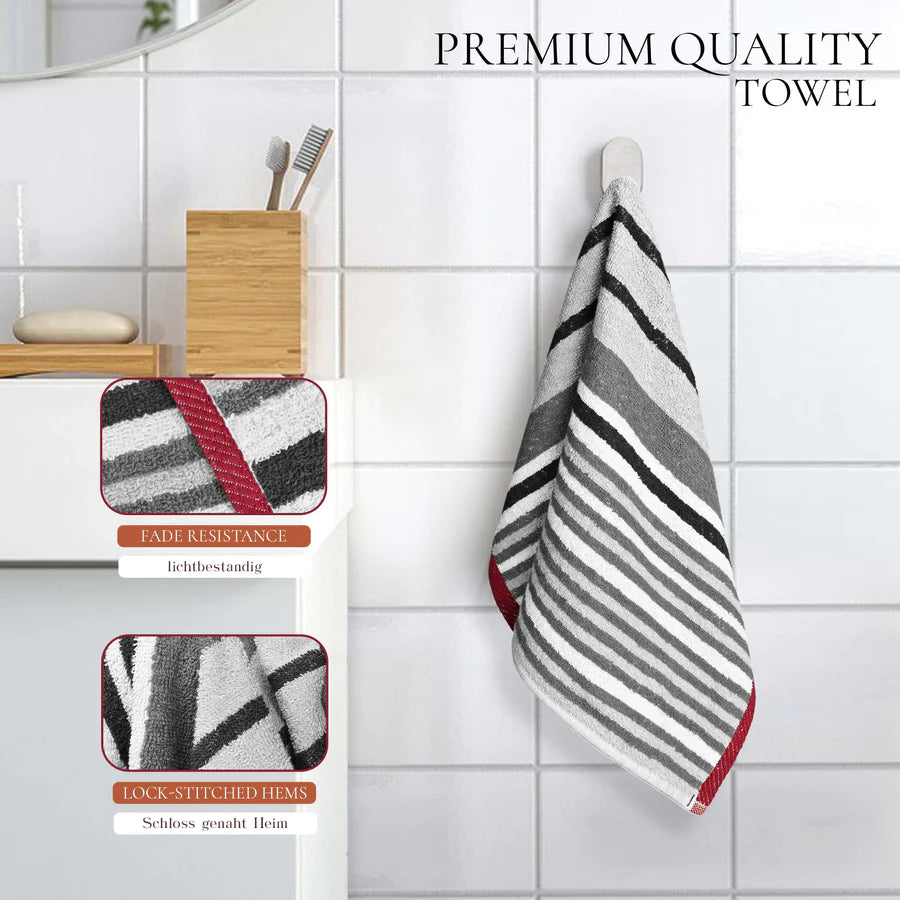 4Pc Bath Linen Towel Set, 2 Large Bath Towel - 70x140cm, 2 Hand Towels - 50x90cm, Solid Stripped 100% Cotton, Quick Dry Towel, Soft & Absorbent-Guest Towel-Weave Essentials-Ochre Brown-2x Hand & 2x Bath-Weave Essentials