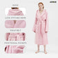 TERRY HOODED BATHROBE: 2 POCKETS & WRAP BELT-Bathrobe-Weave Essentials-Pale Pink-L/XL-Weave Essentials