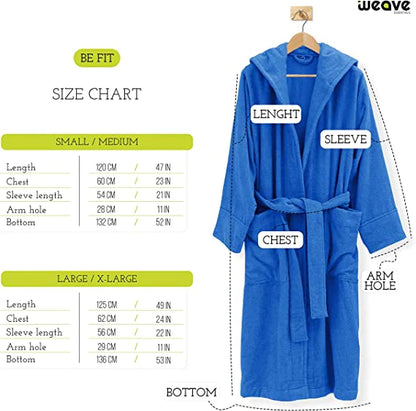 TERRY HOODED BATHROBE: 2 POCKETS & WRAP BELT-Bathrobe-Weave Essentials-Pale Pink-L/XL-Weave Essentials