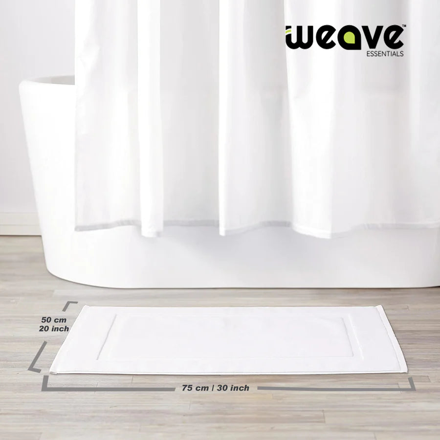 LUXURY COTTON BATH MATS: PACK OF 2- PURE WHITE-Bath Mats-Weave Essentials-White-Weave Essentials