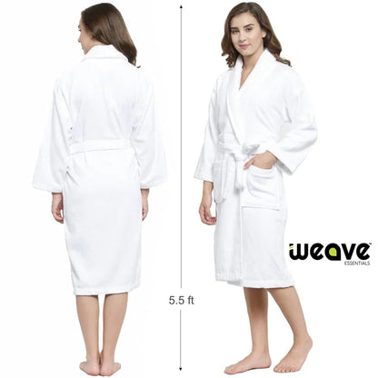 WHITE UNISEX LINT FREE HOTEL BATHROBE-Robes-Weave Essentials-White-Weave Essentials