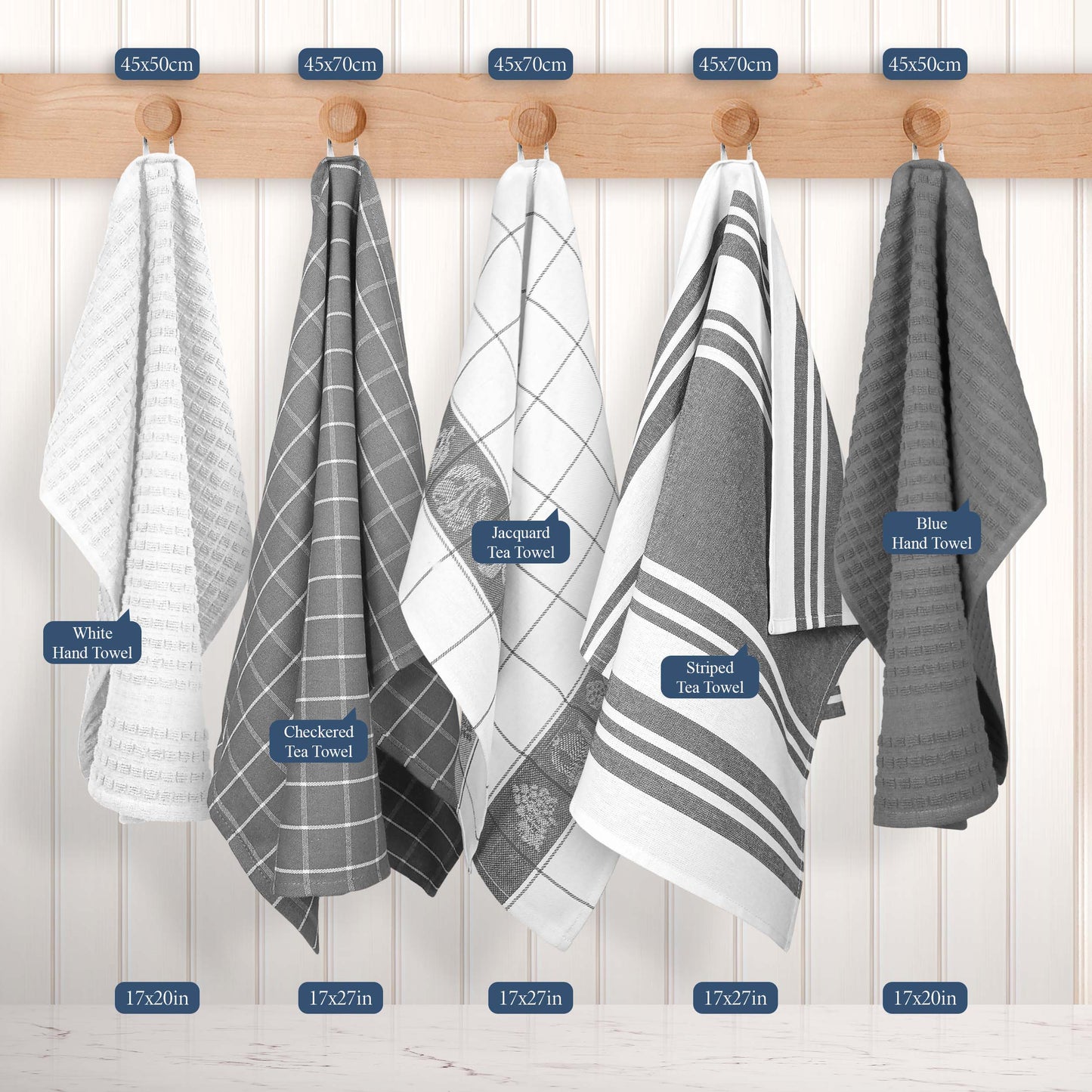 KITCHEN HAND TOWEL WITH HANGING LOOP-Kitchen Tea Towel-Weave Essentials-BEIGE-Weave Essentials