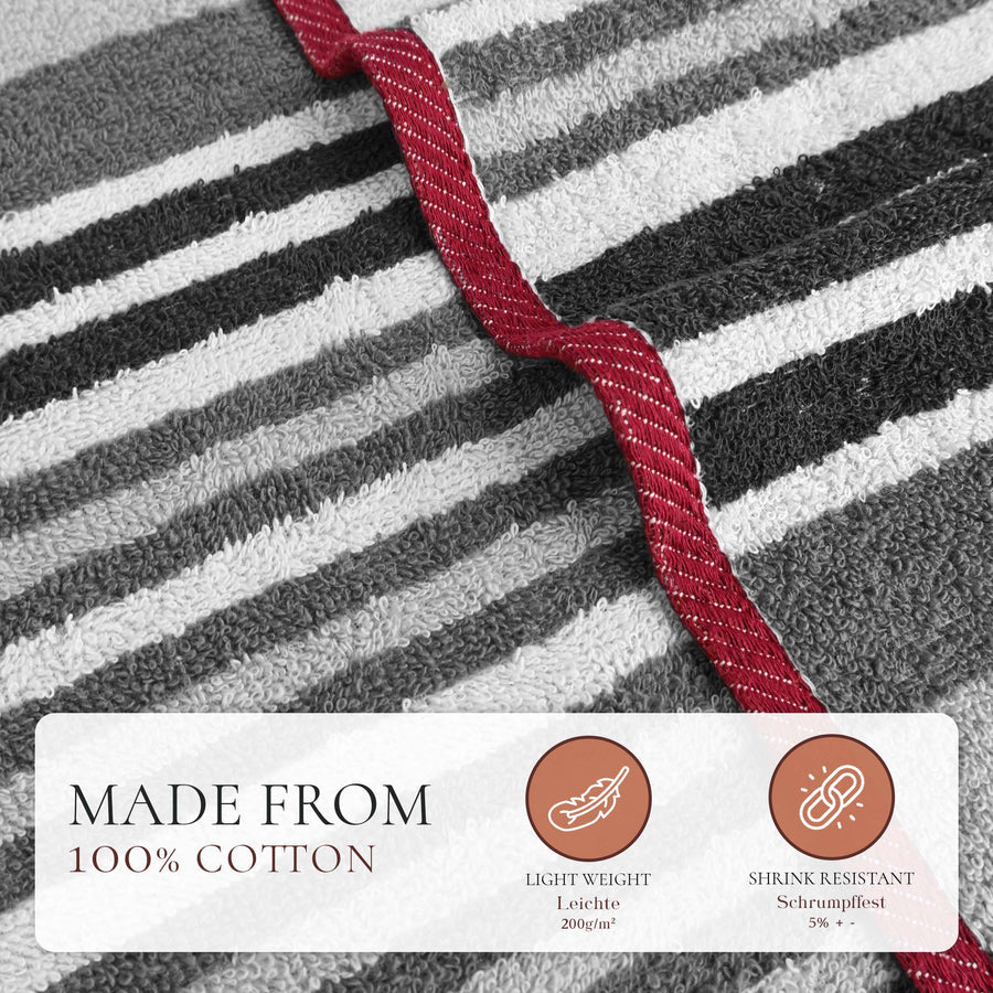 4Pc Bath Linen Towel Set, 2 Large Bath Towel - 70x140cm, 2 Hand Towels - 50x90cm, Solid Stripped 100% Cotton, Quick Dry Towel, Soft & Absorbent-Guest Towel-Weave Essentials-Ochre Brown-2x Hand & 2x Bath-Weave Essentials