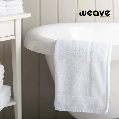 LUXURY COTTON BATH MATS: PACK OF 2- PURE WHITE-Bath Mats-Weave Essentials-White-Weave Essentials