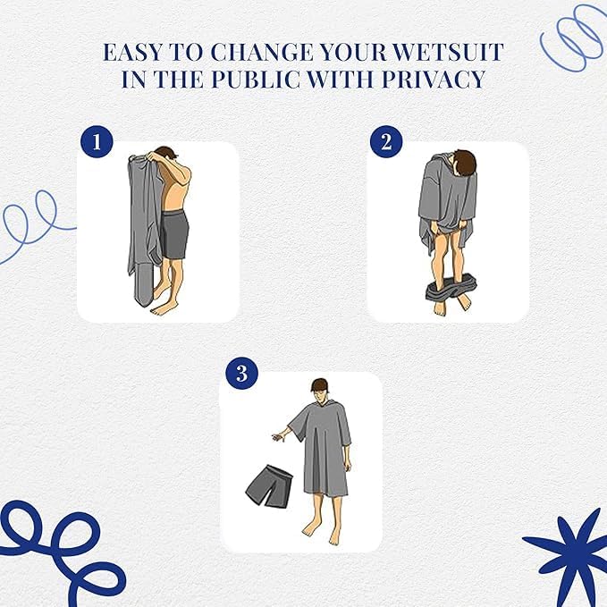 Hamam Poncho Towel - Hooded Changing Robe with Pocket, 100% Cotton