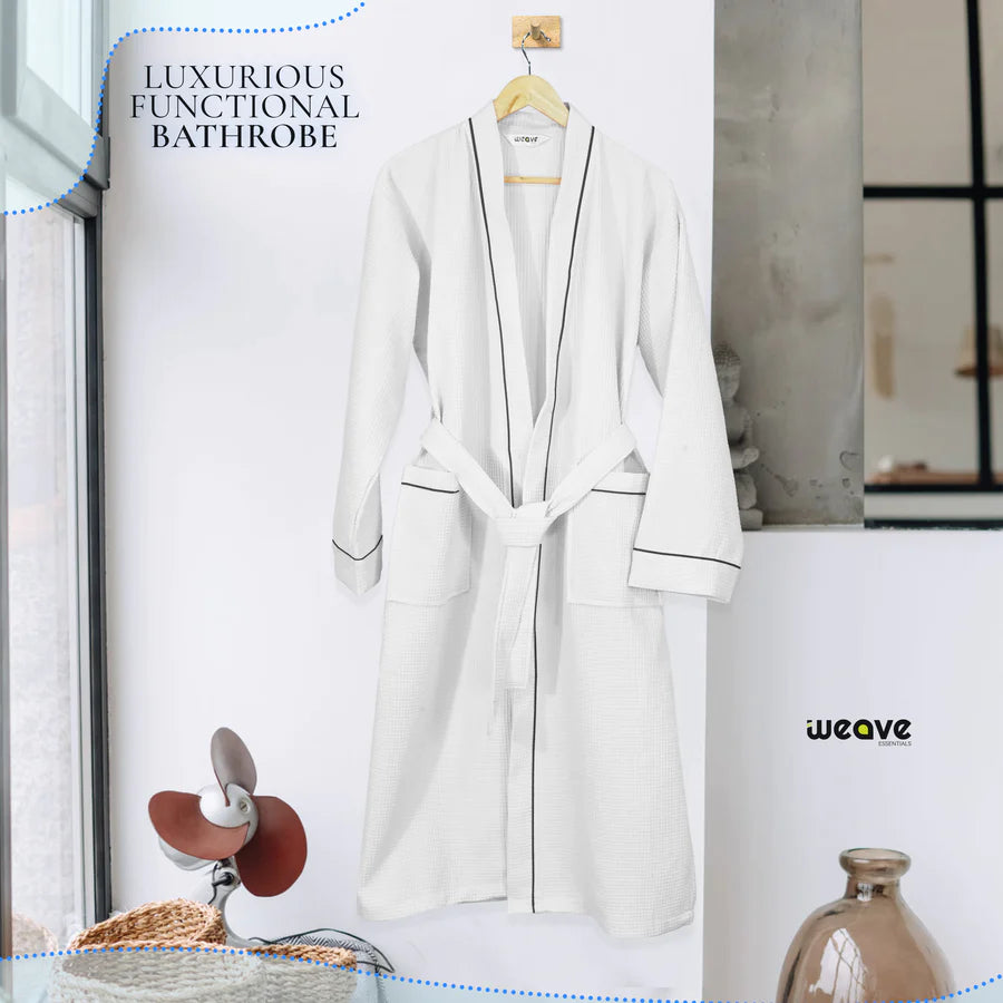 Luxurious 100% Cotton Women's Waffle Robe. Long, Lightweight White –  towelnrobe