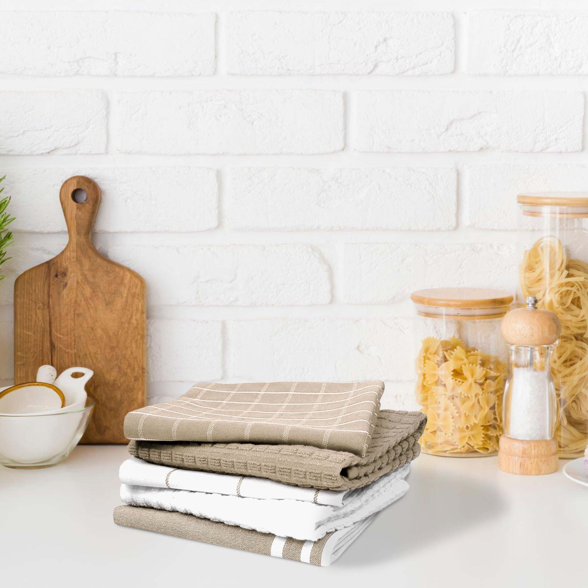 KITCHEN HAND TOWEL WITH HANGING LOOP-Kitchen Tea Towel-Weave Essentials-BEIGE-Weave Essentials