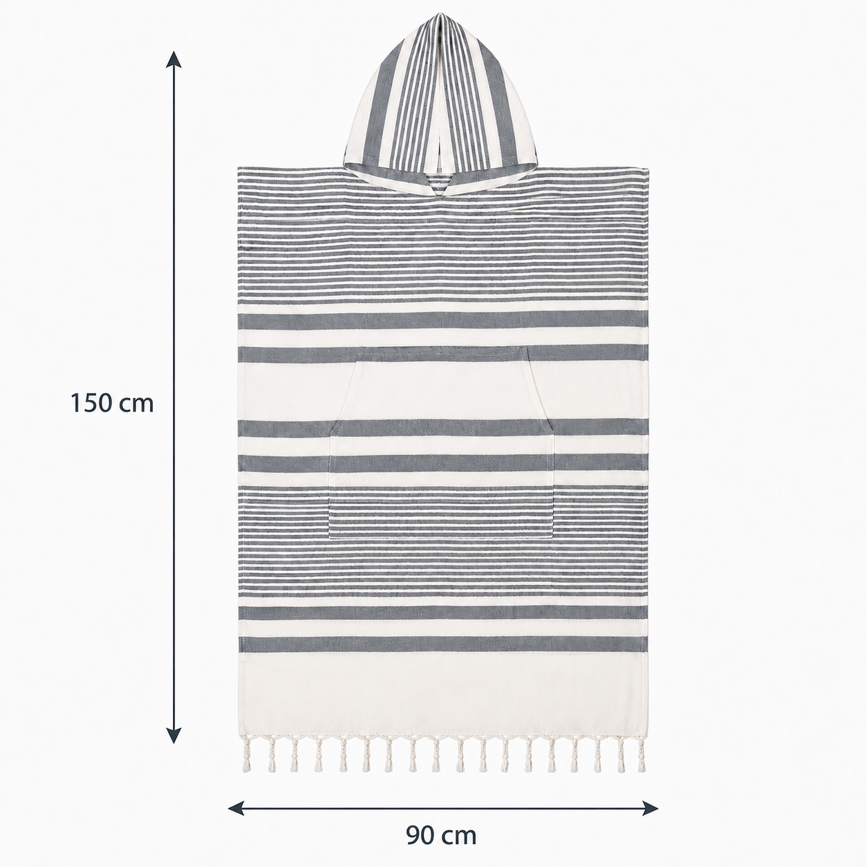 Hamam Poncho Towel - Hooded Changing Robe with Pocket, 100% Cotton