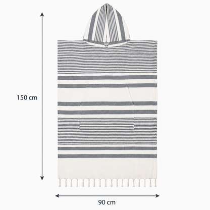 Hamam Poncho Towel - Hooded Changing Robe with Pocket, 100% Cotton