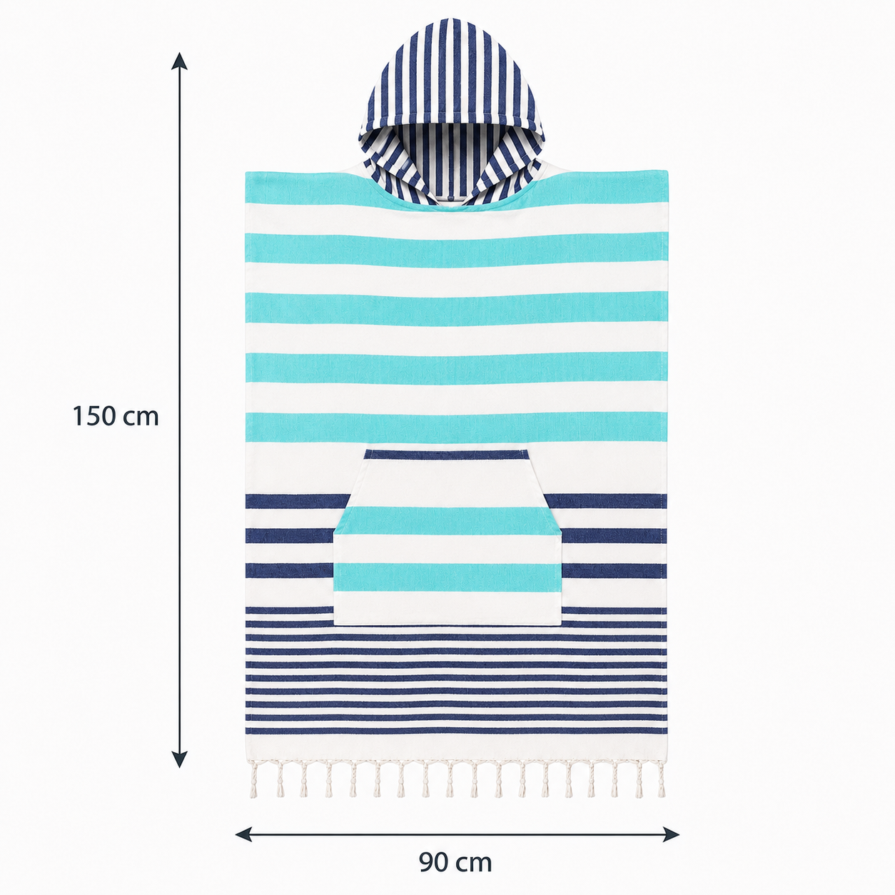 Hamam Poncho Towel - Hooded Changing Robe with Pocket, 100% Cotton