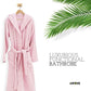 TERRY HOODED BATHROBE: 2 POCKETS & WRAP BELT-Bathrobe-Weave Essentials-Pale Pink-L/XL-Weave Essentials