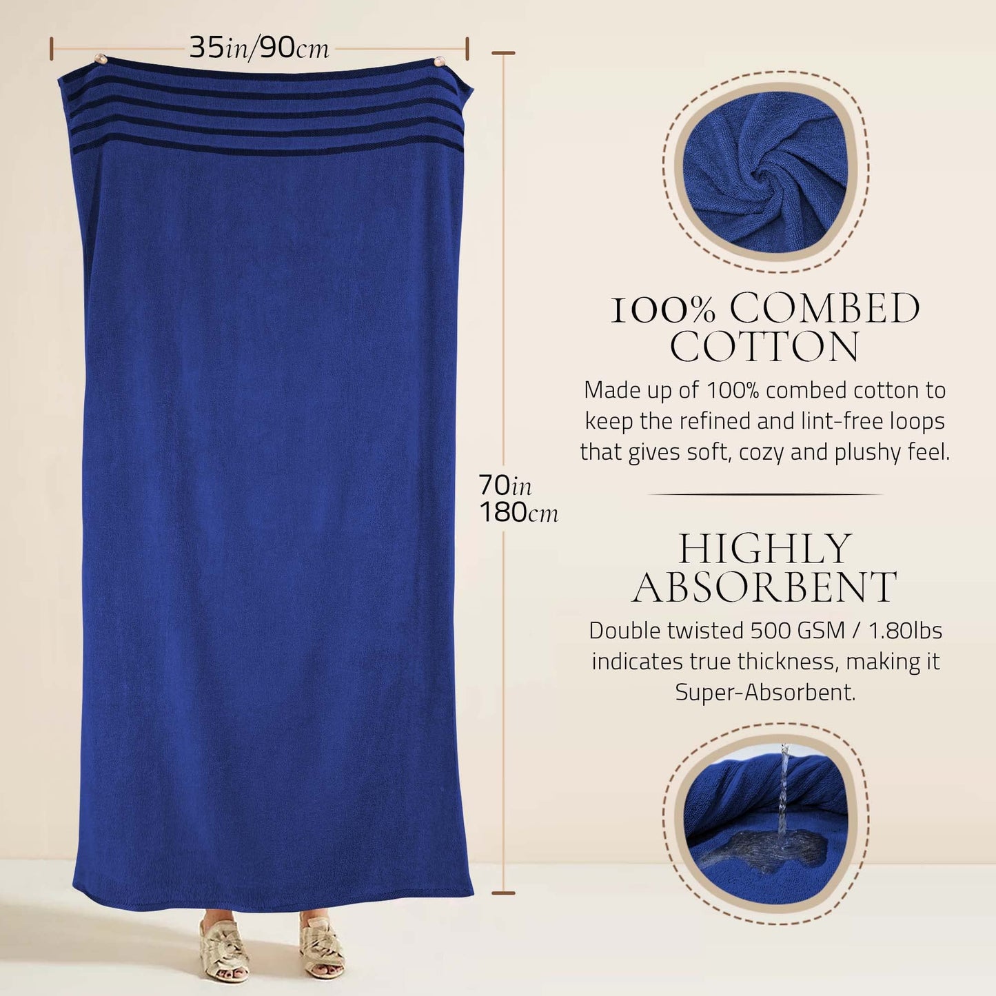 2-Pack Jumbo Viscose Bath Sheets - Ultra Soft, Quick-Dry, 90x180cm