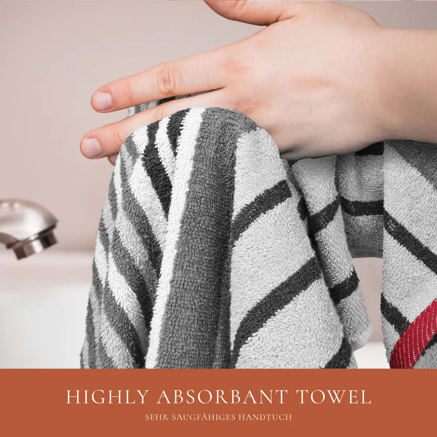 4Pc Bath Linen Towel Set, 2 Large Bath Towel - 70x140cm, 2 Hand Towels - 50x90cm, Solid Stripped 100% Cotton, Quick Dry Towel, Soft & Absorbent-Guest Towel-Weave Essentials-Ochre Brown-2x Hand & 2x Bath-Weave Essentials