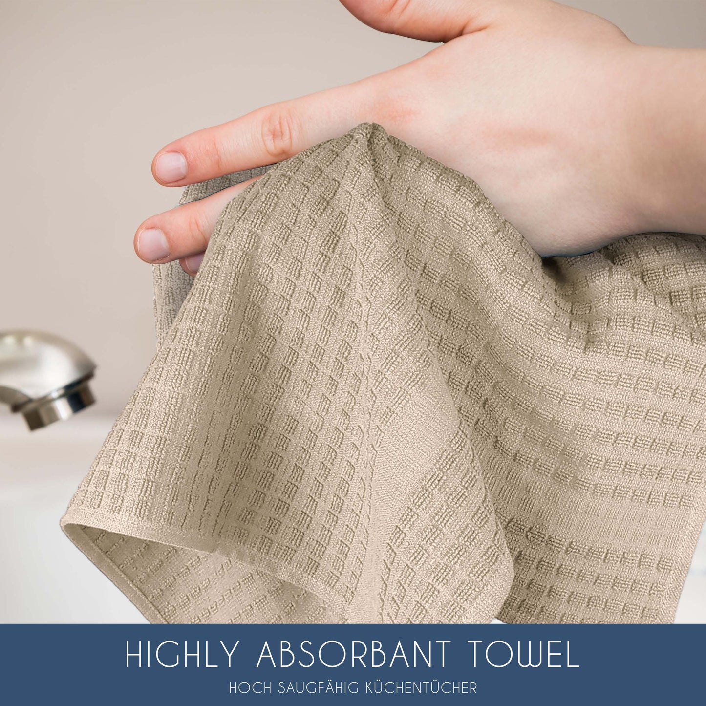 KITCHEN HAND TOWEL WITH HANGING LOOP-Kitchen Tea Towel-Weave Essentials-BEIGE-Weave Essentials